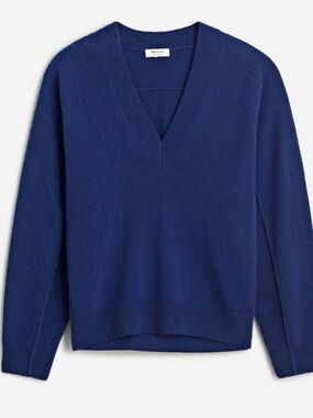 NWT Madewell Cashmere V-Neck Sweater Navy Blue
